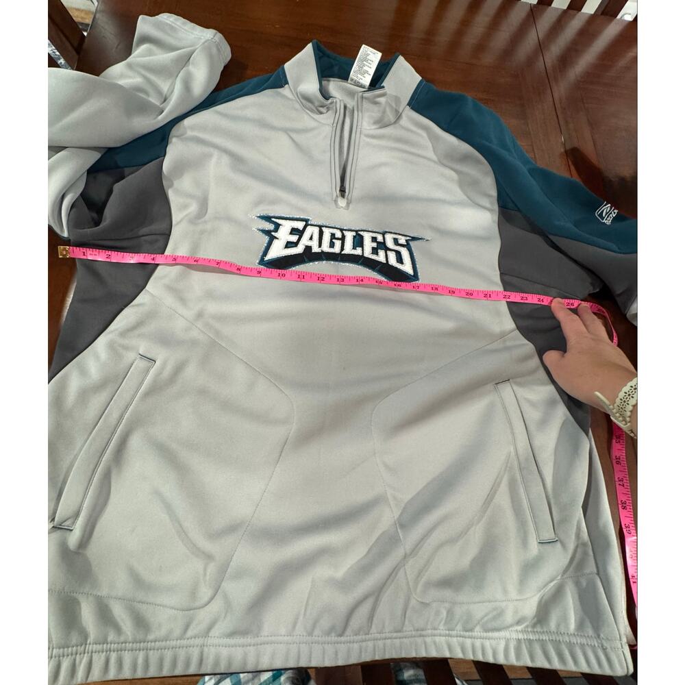 Vintage Reebok Philadelphia Eagles 1/4 Zip Fleece Pullover Gray Men's XL Y2K - Picture 11 of 12